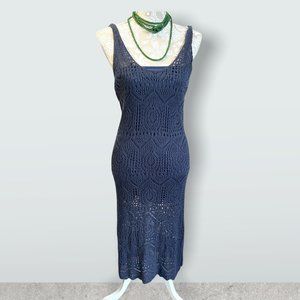 Hayden Knit dress in deep navy blue with navy slip size small.